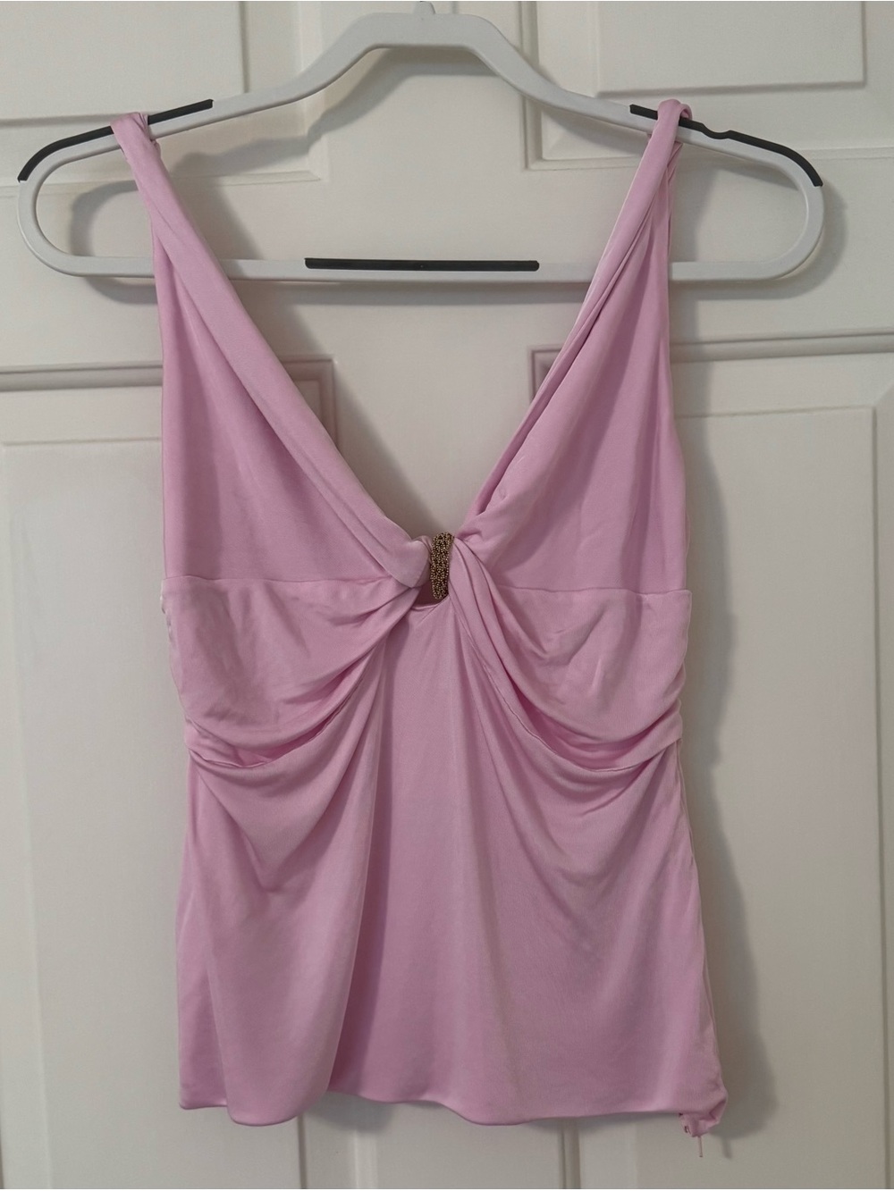 Versace pink jersey knotted sleeveless top
